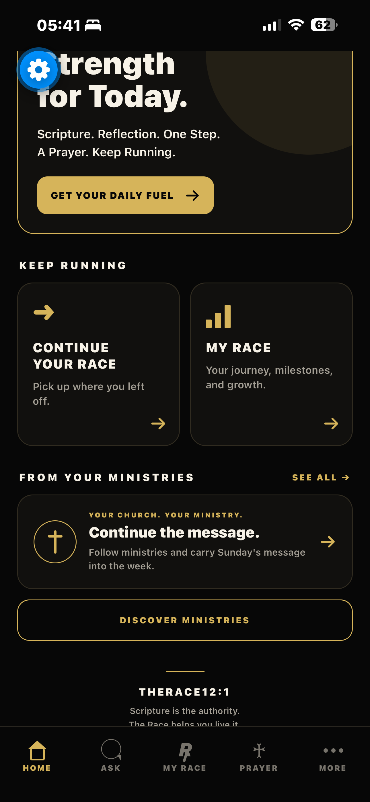 THE RACE 12:1 app interface